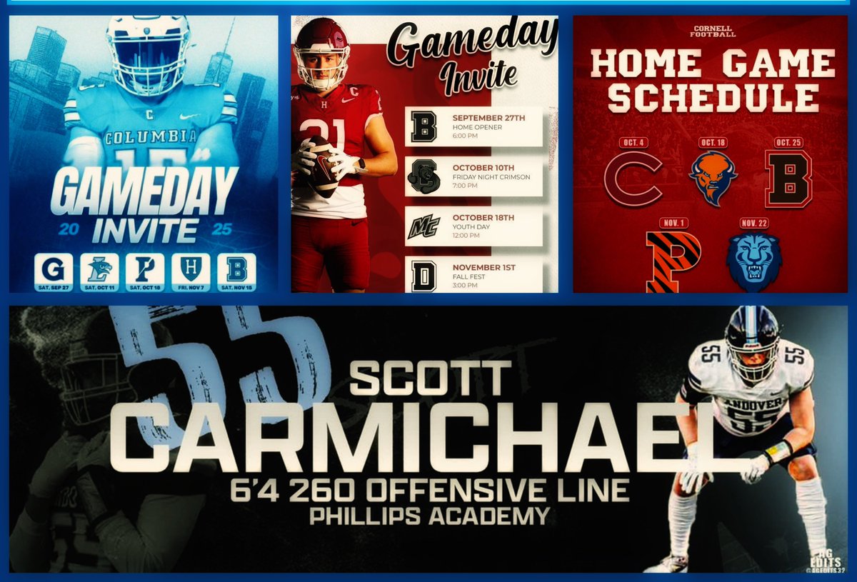 Relationship Building 🧱x🧱 

<a href="/AndoverAthlete/">Andover Athletics</a>’s 6’4 260 OL <a href="/scarmichael27/">Scott Carmichael ‘27</a> (Captain) — ‘27 prospect — has received game invites from 3️⃣ Ivy League programs:
•<a href="/CULionsFB/">Columbia Football</a> 
•<a href="/Crim_Recruiting/">Harvard FB Recruiting</a> 
•<a href="/BigRed_Football/">Cornell Football</a> 

#NEPSAC