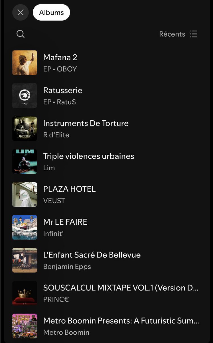 Les projets que j'ai prévu d'écouter