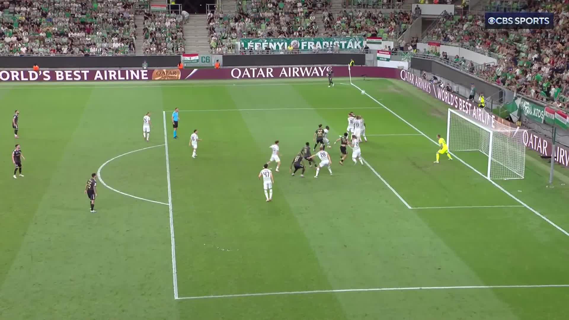 Kevin Medina in perfect position to strike in Qarabağ’s second and put his club ahead  🫡