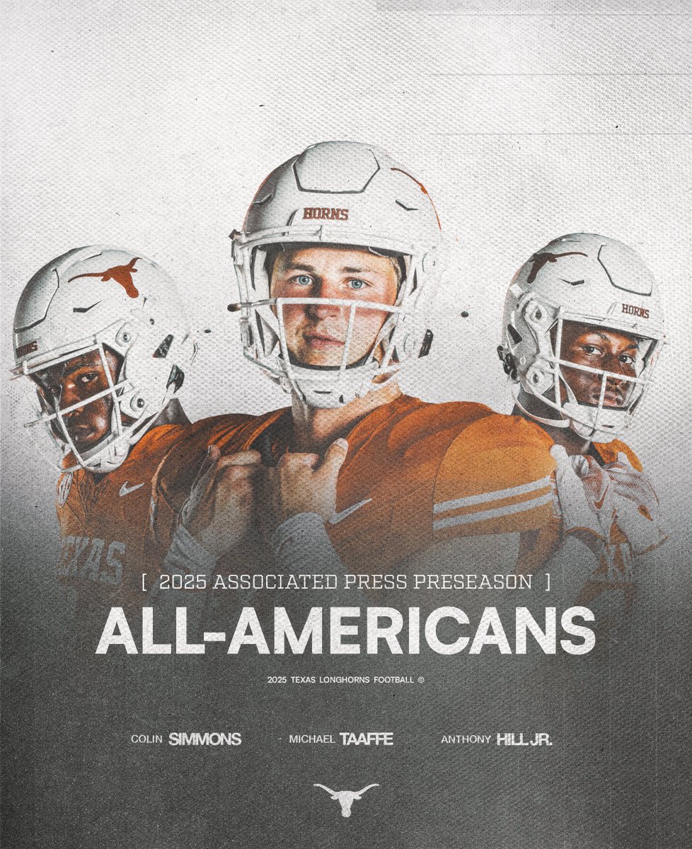 Texas Football (@texasfootball) on Twitter photo 2025 AP Preseason All-Americans 🤘
<a href="/ColinSimmons__/">Colin Simmons ✍🏾 Call Me D1🚶🏾♂️</a> x <a href="/MichaelTaaffe4/">Michael Taaffe</a> x <a href="/thegoatanthony1/">Anthony Hill Jr</a> 2025 AP Preseason All-Americans 🤘
<a href="/ColinSimmons__/">Colin Simmons ✍🏾 Call Me D1🚶🏾♂️</a> x <a href="/MichaelTaaffe4/">Michael Taaffe</a> x <a href="/thegoatanthony1/">Anthony Hill Jr</a>