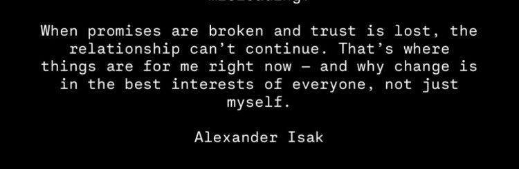 The end of the Isak statement sounds like a lost Love Will Tear us Apart verse