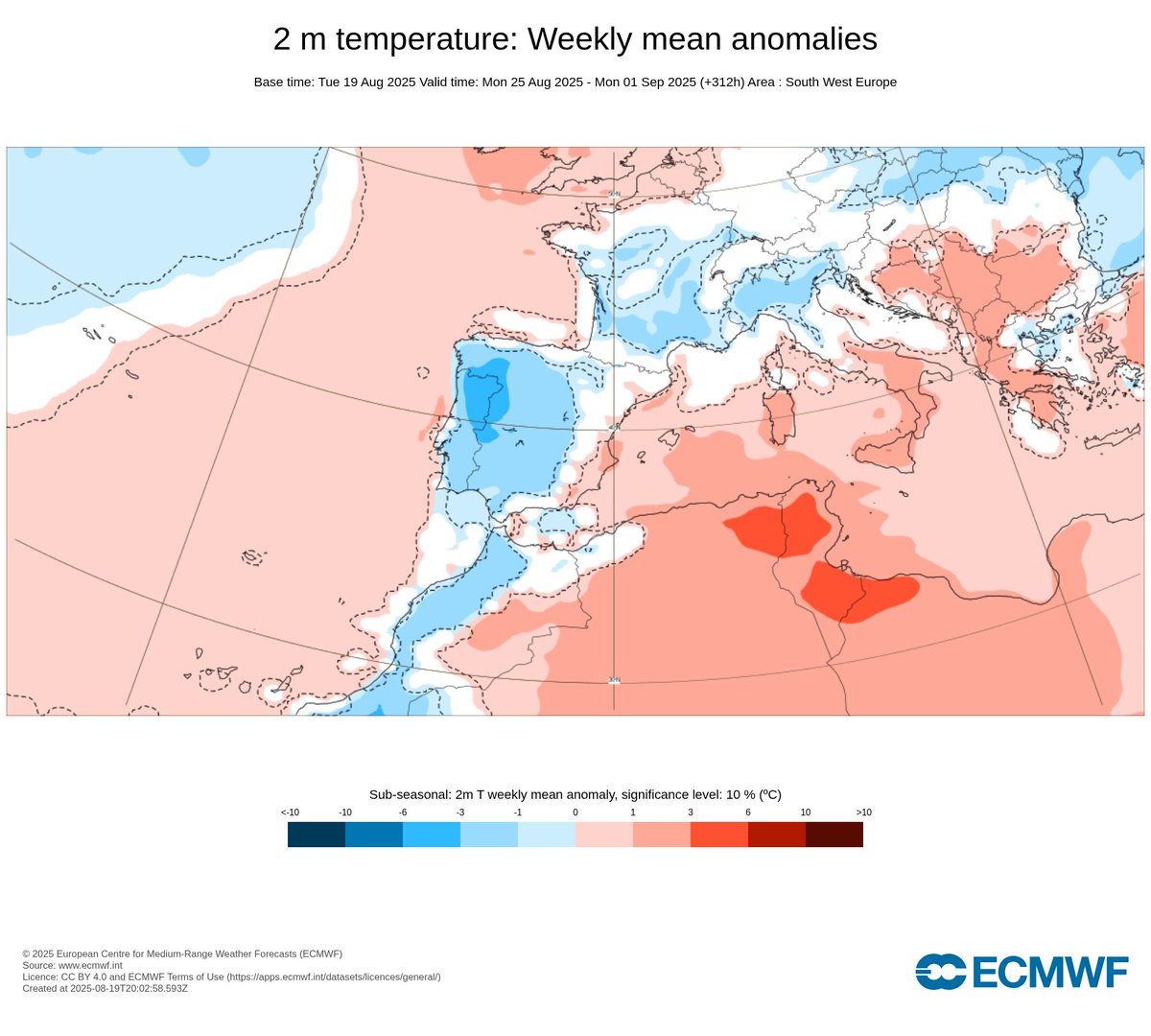 Todo apunta a que agosto terminará con temperaturas bastante por debajo de la media en gran parte de la Península Ibérica 😊
