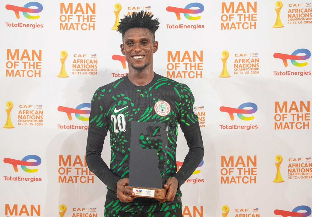 RemoStarsSC's tweet photo. Congratulations to Alex Oyowah on being voted the man of the match in Nigeria’s 2-0 win over Congo at #CHAN2024 💫 

#WeAreRemoStars https://t.co/YjrKYimL1z