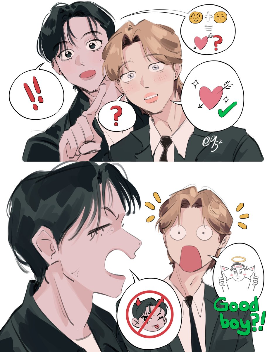 95z_supremacy's tweet image. Let me help - 🐯🐥

Real vmin came home and so did fictional vmin. Never kys guys 🚬

#VMIN #VminCupidAU #vminfanart #VMINAU