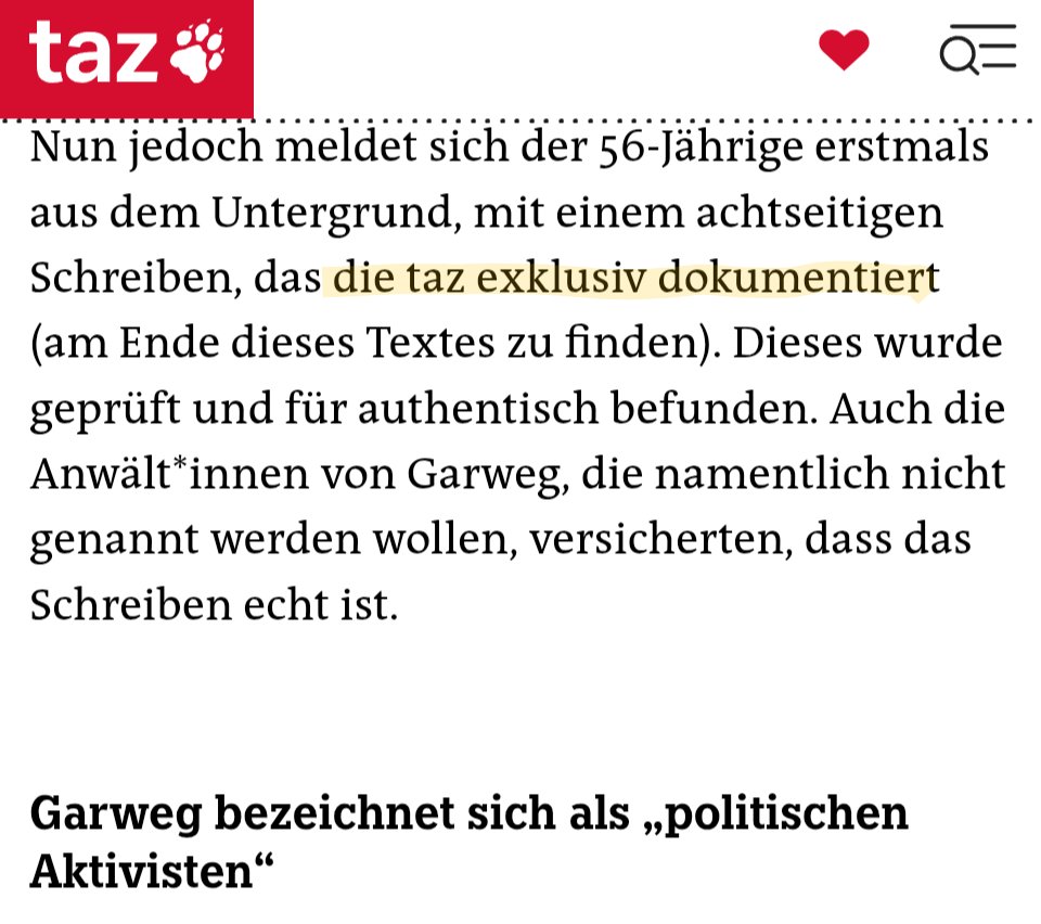 jreichelt's tweet photo. Die taz ist bis heute das Verkündungsblatt der Roten Armee Fraktion, die ewige Postille der klammheimlichen Freude. In keiner deutschen Redaktion hat man sich über Jahrzehnte so sehr – mal stiller, mal lauter – über politische Morde gefreut wie bei der taz. Die entmenschlichende Sprache der RAF lebt in der taz bis heute fort.

Wenn RAF-Terroristen etwas mitzuteilen haben, dass wählen sie die Genossen von der taz. In der taz erscheint RAF-Prosa wie diese: "Gewiss scheint nur, dass ein Mann wie Christian Klar, Spross einer bildungsbürgerlich und wohlanständigen Familie aus dem Badischen, nun mit einer Welt klarkommen, die er aus den Angeln heben wollte - und an deren Gewicht er und die Seinen sich verhoben."

Die taz will die Polizei abschaffen und schlägt gleich vor, was dann mit den Polizisten zu geschehen hätte: "Spontan fällt mir nur eine geeignete Option ein: die Mülldeponie. Nicht als Müllmenschen mit Schlüsseln zu Häusern, sondern auf der Halde, wo sie wirklich nur von Abfall umgeben sind. Unter ihresgleichen fühlen sie sich bestimmt auch selber am wohlsten."

Die taz steht seit Jahrzehnten zuverlässig an der Seite der politischen Gewalt und des am Ende immer mörderischen Sozialismus. 

In den 80er Jahren war die taz die journalistisch-geistige Heim- und Brutstätte der grün-pädophilen Bewegung. Die taz veröffentlichte damals sogar ein "Pädophiles Manifest". Kein Zufall, denn einer der Mitbegründer der taz war ein Pädophiler, der über Jahre Kinder missbrauchte.

Die taz war schon immer ein einziger Abgrund aus Sympathisantentum, Mitwisserschaft, Gewaltverherrlichung, links-totalitärem Kollektivismus. In keiner Redaktion des Landes herrscht bis heute solch ungebrochene Begeisterung für linke Tyrannen und Massenmörder wie Fidel Castro.

Die taz ist wirklich das Allerletzte (Ja, aber immer so lustige Schlagzeilen!). Die meisten ungeduschten Linksextremisten, die da arbeiten, würden unliebsame "Rechte" sofort wegverhaften lassen, wenn sie denn nur könnten. Trotzdem darf es so eine Zumutung wie die taz natürlich geben, gar keine Frage, die Meinungs- und Pressefreiheit ist schließlich nicht an die Benutzung von Deo geknüpft. Aber jetzt so zu tun, als wäre diese schmuddelige Pädo-Steinewerfer-RAF-Palituch-Bude  der Maßstab für Journalismus, ist wirklich vollkommen absurd.