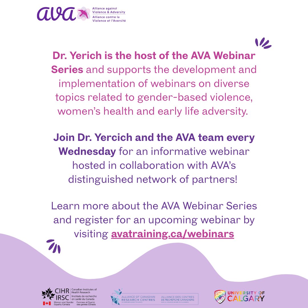 Today we highlight AVA Early Career Researcher, Dr. Sarah Yercich (PhD, Simon Fraser University, 2021). Dr. Yercich is an Instructor in the Department of Sociology and Criminology and Chair of Women’s and Gender Studies at Capilano University.

#AVA #AVAResearcher #AVAECRs