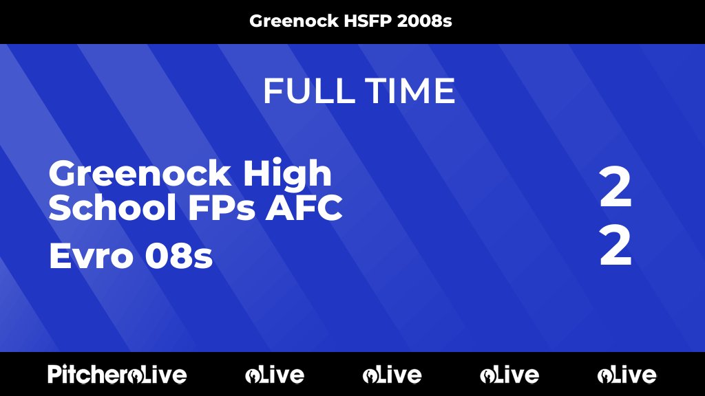 FULL TIME: Greenock High School FPs AFC 2 - 2 Evro 08s
#GREEVR #Pitchero
pitchero.com/clubs/greenock…