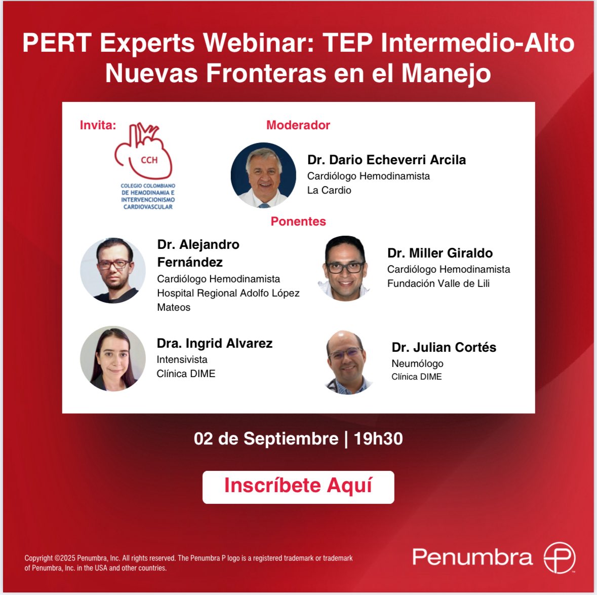 Interesados en embolismo pulmonar el dos de septiembre invitados a este webinar. penumbrainc.zoom.us/webinar/regist…