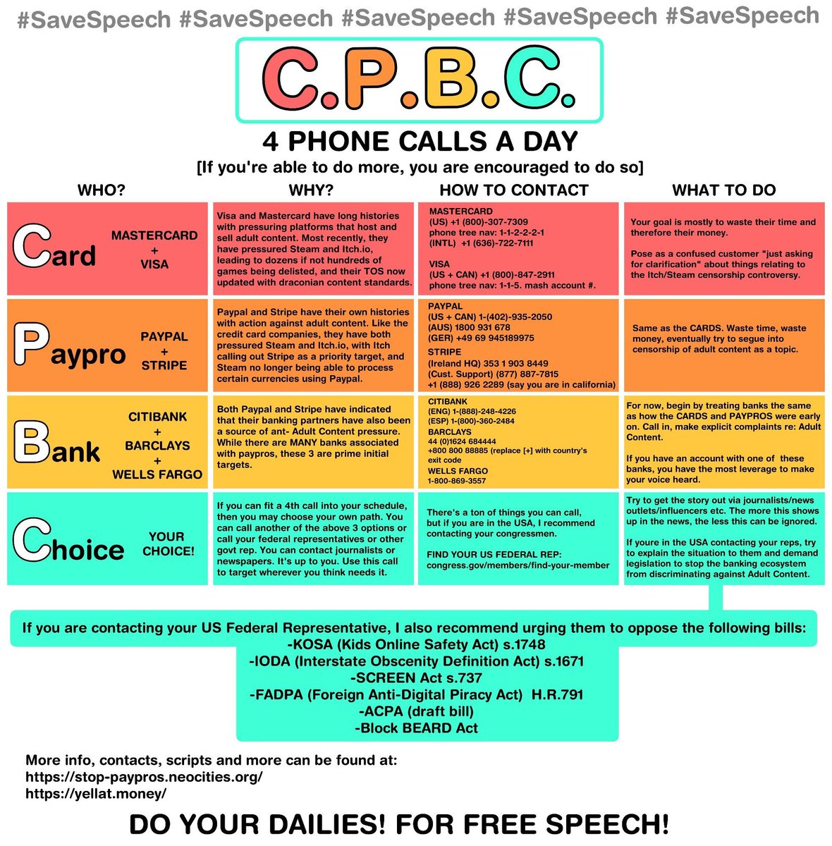 Daily reminder to keep calling payment processors! We must not stop this pressure. Do not believe their lies, "protecting the brand" is just an weak excuse to censor games, media, fiction.

Remember, they are still supporting roblox, a place where REAL children are being harmed!