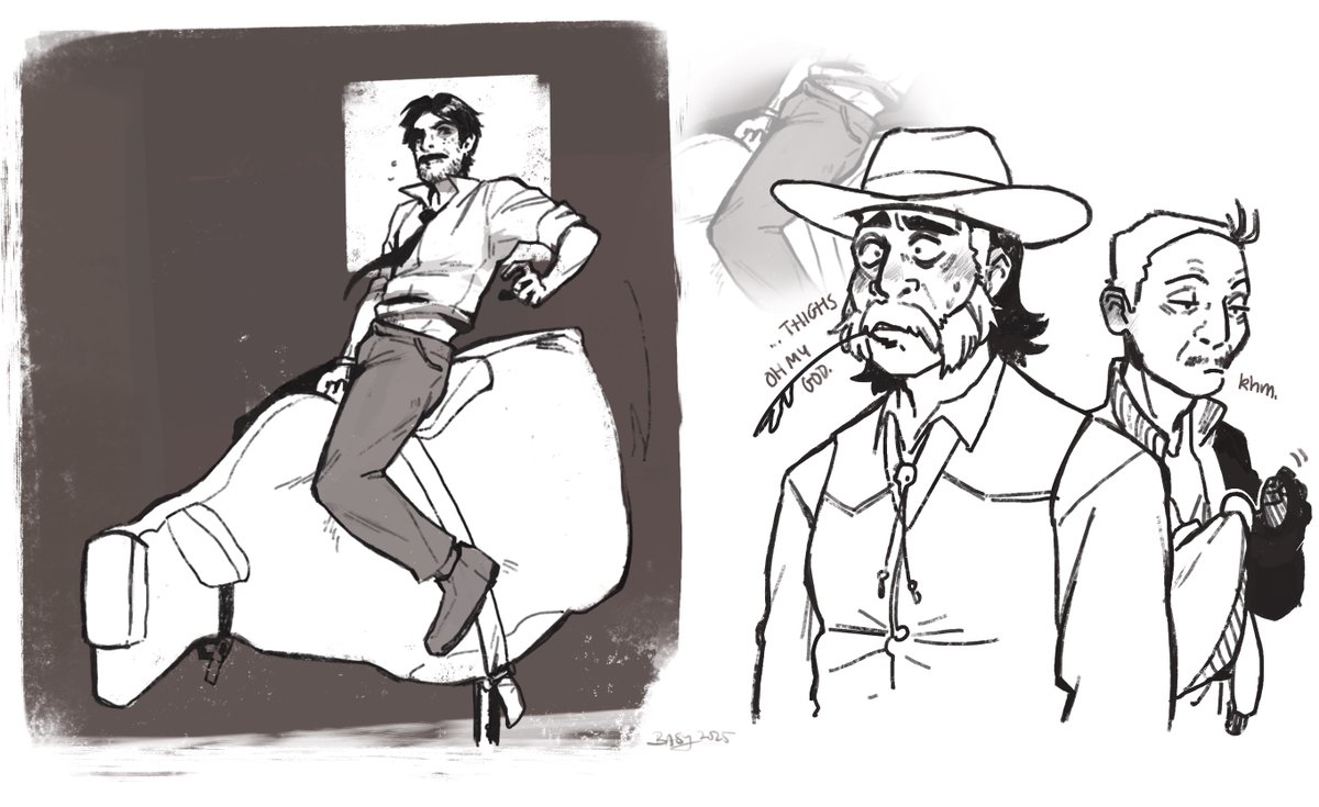 basydraws's tweet image. Read about Jean and riding horses, and it led my thoughts down the path  of "what if jean was riding a mechanical bull" and i projected my  horniness onto Harry #Discoelysium #jeanvicquemare #harrydubois #kimkitsuragi