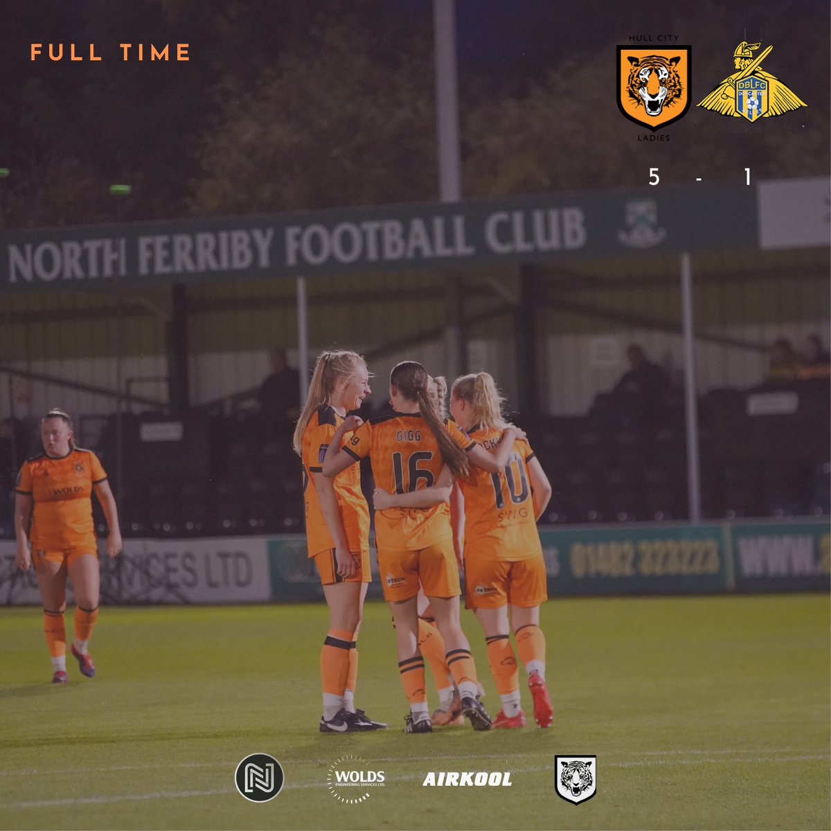 Hull City Ladies 5 - 1 Doncaster Belles 

Tigresses clinch all 3 points in the first group game of the FAWNL Cup Group S!

A hat-trick from Hope Knight and goals from Ellie Tanser and Maiya Akrill secures the victory.

#HearUsRoar
