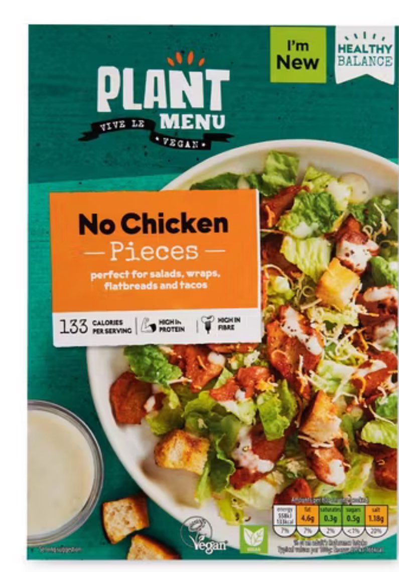Lozza_J's tweet photo. @AldiUK did the Plant No Chicken Pieces cross the road… and not come back? 🐓🌱 I can’t find them in any of my local stores. Missing them (and the No Chicken Breast) big time! https://t.co/nbPITWvRDX