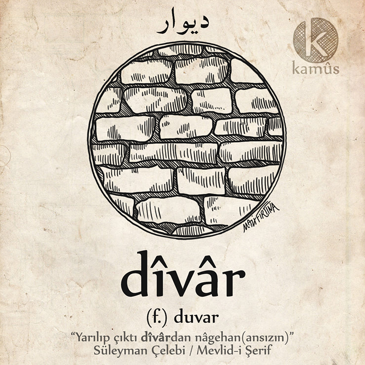 kullukyapbiraz's tweet photo. dîvâr
دیوار
(fars) duvar
"Yarılıp çıktı dîvârdan nâgehan (ansızın)"
Mevlid-i Şerîf / Süleyman Çelebi
#kamussozluk

#divar #duvar #mevlid #turkce #osmanlica #edebiyat #dil #kelime #resim #sozluk #dictionary #word #draw #12 https://t.co/UACNoX8Tnr