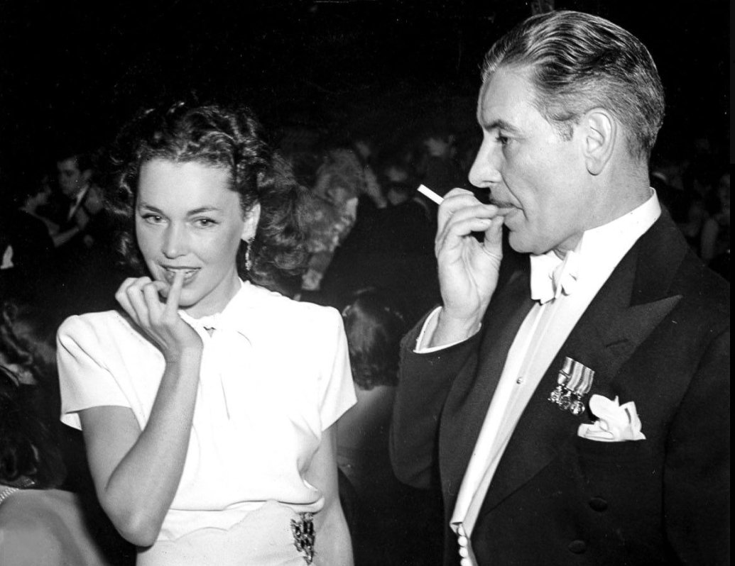 Maureen O’Sullivan and Ronald Colman at the Cocoanut Grove nightclub in Los Angeles, 1940
