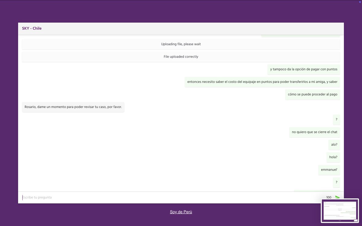 rozaario's tweet photo. llevo casi 1 hora en el chat con @SKYAirline_CL porque no encuentro como transferir ni como pagar puntos sky plus. Ni siguiera me contestan en el chat. qué tipo de servicio es este? https://t.co/tN0Y8sp76u