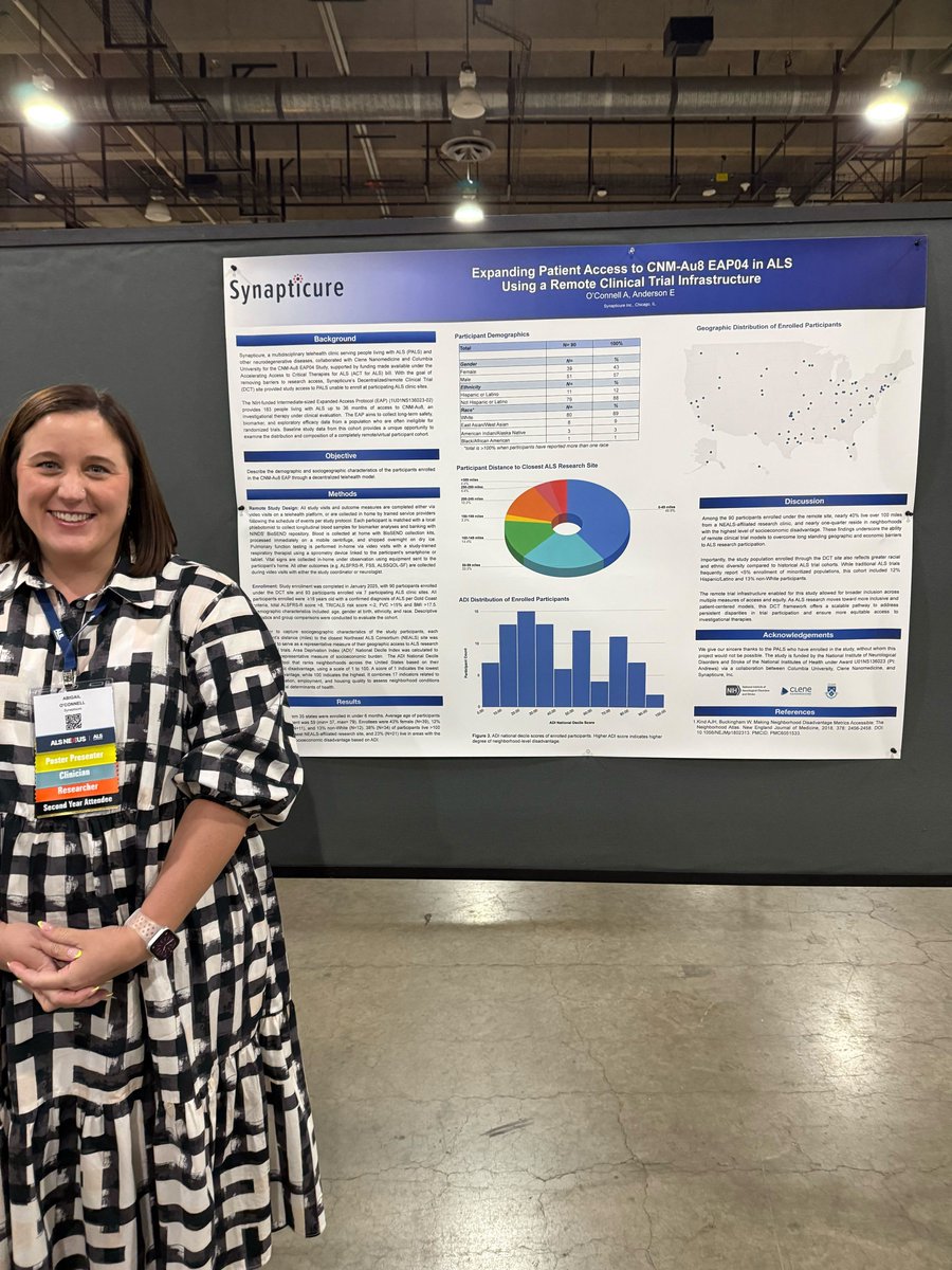 synapticure's tweet image. At the @alsassociation #ALSNexus, we were proud to highlight caregivers’ vital role in #ALSCare + share our fully remote #ClinicalTrial for #ALS. We&apos;re proud to stand with a community that won’t give up on better care, better treatments, and a better future.