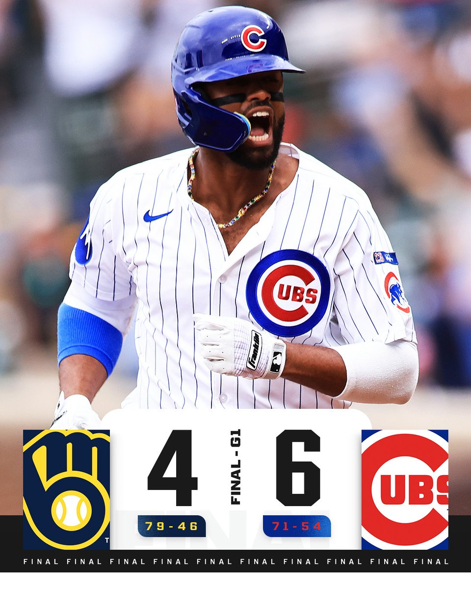 MLB's tweet image. Willi Castro and Owen Caissie go deep as the @Cubs fly the W in Game 1!