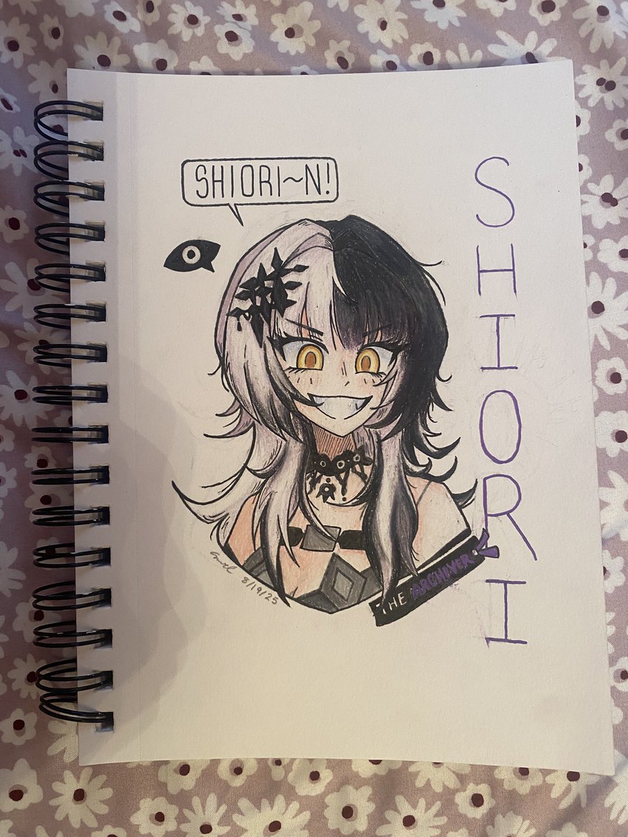 drawing of shiori i started at school and finished at home!! #ShiorinSketch