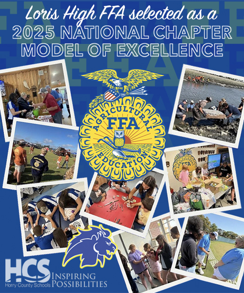 HCSInfo's tweet photo. Congrats to the #LorisHigh FFA! Out of 9,000+ chapters nationwide, they’re one of only 10 named a 2025 National Chapter Model of Excellence. Best of luck at the National FFA Convention this October! #FFA #InspiringPossibilities https://t.co/VUALpGfQat