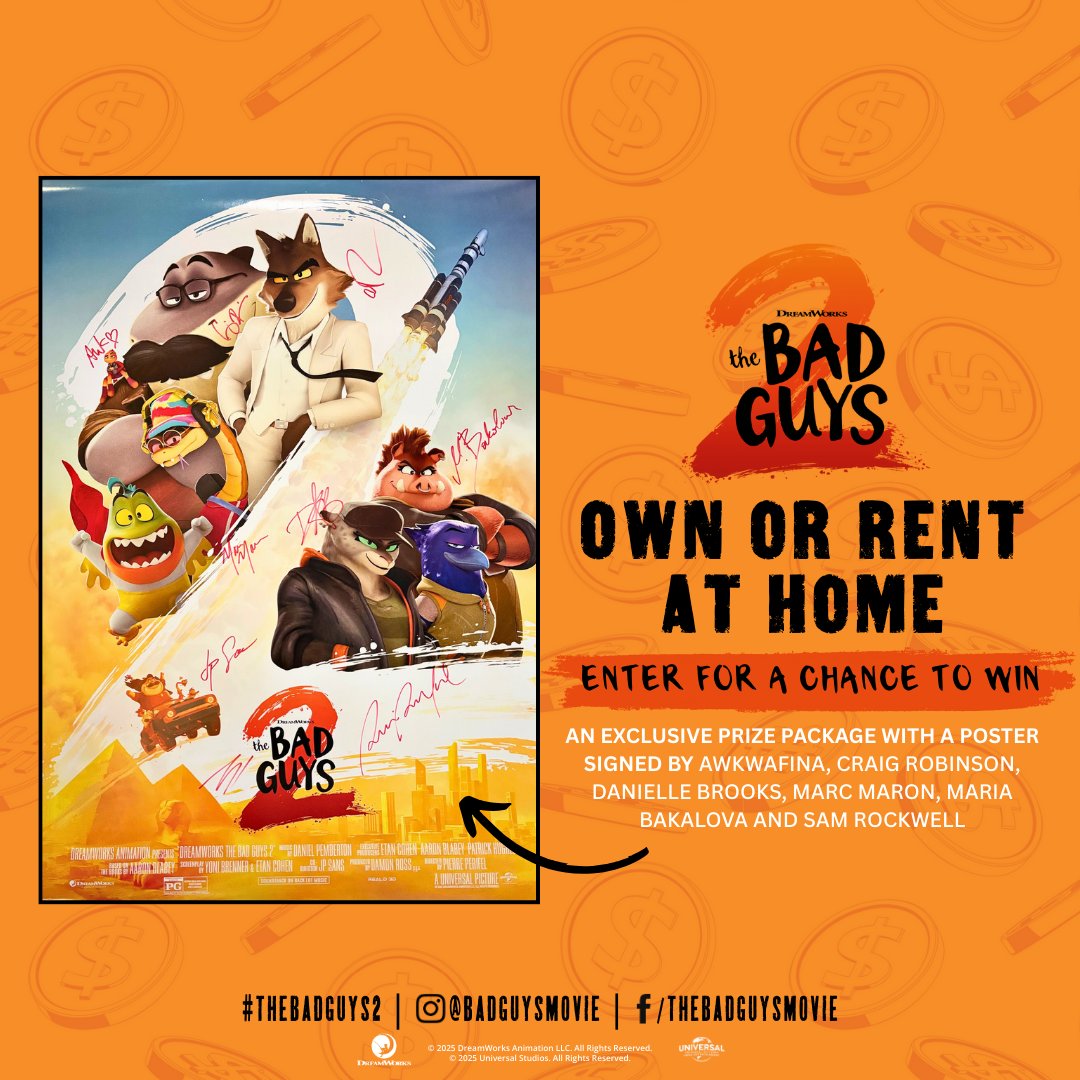 DiscussingFilm (@discussingfilm) on Twitter photo Retweet and follow <a href="/DiscussingFilm/">DiscussingFilm</a> for the chance to win an exclusive prize package for ‘THE BAD GUYS 2’
Includes a poster signed by Sam Rockwell, Marc Maron, Craig Robinson, Awkwafina, Danielle Brooks, & Maria Bakalova! Retweet and follow <a href="/DiscussingFilm/">DiscussingFilm</a> for the chance to win an exclusive prize package for ‘THE BAD GUYS 2’
Includes a poster signed by Sam Rockwell, Marc Maron, Craig Robinson, Awkwafina, Danielle Brooks, & Maria Bakalova!