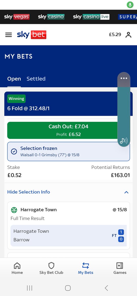 CarlyBrait41955's tweet photo. Whats going on #skybet all teams have finished at won. Bet still stuck there with cash out going down! 🙈 https://t.co/QKrG4cVcV5