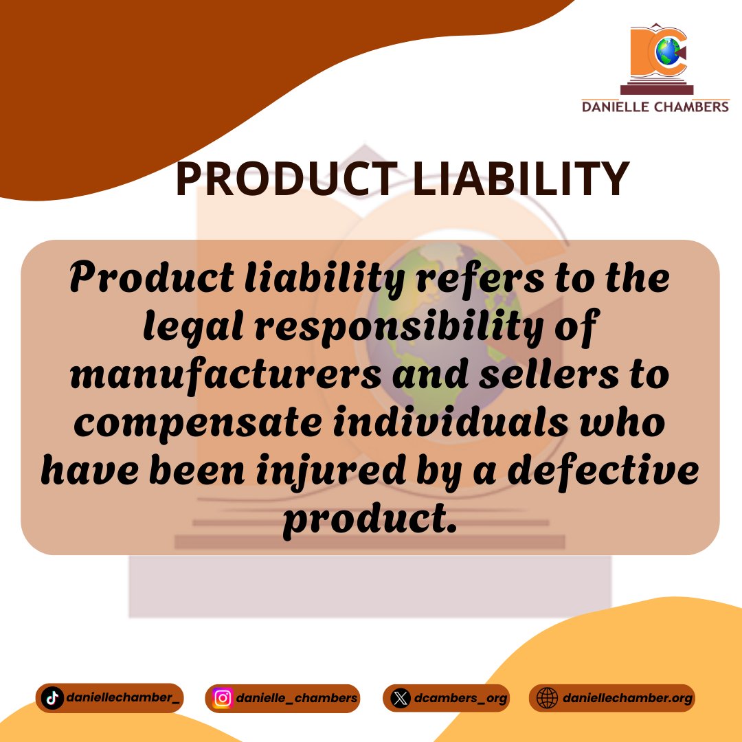 Dchambers_org's tweet photo. On today’s legal term, what to know about product liability in simple terms.
#legalterm
#daniellechambers
#dc
#productliability
#customerright https://t.co/UUskDqh6iU