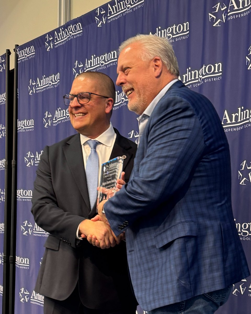Arlington ISD (@arlingtonisd) on Twitter photo We’re proud to honor the <a href="/Arl_Foundation/">Arlington Foundation</a> with our Community Partner Award for supporting the Back to School Kickoff at <a href="/ATTStadium/">AT&T Stadium</a>. 🙌 Mayor Jim Ross accepted the award at the State of the District event. Thousands of students started the year strong! <a href="/CityOfArlington/">City of Arlington</a> We’re proud to honor the <a href="/Arl_Foundation/">Arlington Foundation</a> with our Community Partner Award for supporting the Back to School Kickoff at <a href="/ATTStadium/">AT&T Stadium</a>. 🙌 Mayor Jim Ross accepted the award at the State of the District event. Thousands of students started the year strong! <a href="/CityOfArlington/">City of Arlington</a>
