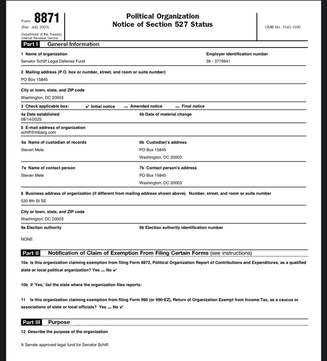 JUST IN: Adam Schiff has formed the Senator Schiff Legal Defense Fund. 

He knows the preemptive pardon from the autopen he accepted has no validity. 

No one is above the law.