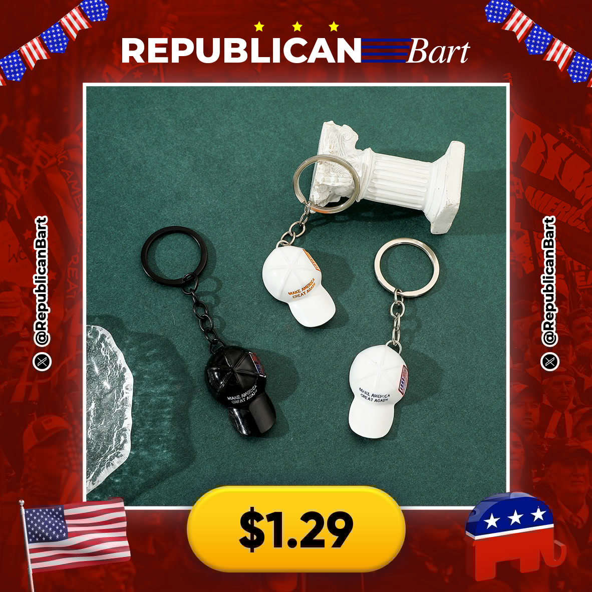 RepublicanBart's tweet image. ROCK YOUR PATRIOTISM! 🇺🇸✨

🎩 Trump MAGA Hat Keychain
💰 $1.29

🔗 s.click.aliexpress.com/e/_oEA2OrO

#TrumpMerch #MAGA #PatriotGear