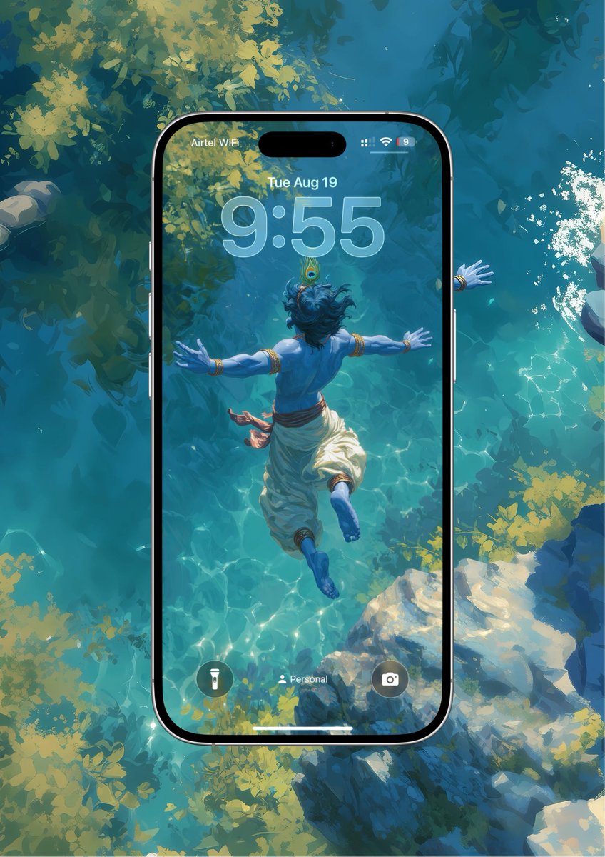 Akara__1's tweet photo. New wallpaper drop ✨

🟡 Tap, hold and load in 4K — Shyām: Yamunā-Līlā

He plunges—each splash is ananda. 🕉️

भागवतपुराण 10.12.10):
 साकंभेकैर्विलङ्घन्तः सरितः स्रवसम्प्लुताः ।
विहसन्तः प्रतिच्छाया: शपन्तश्च प्रतिस्वनान् ॥
 
With the frogs they leap across the streams, drenched in spray—laughing at their reflections and playfully teasing their echoes.

#Krishna #Vrindavan #4KWallpapers