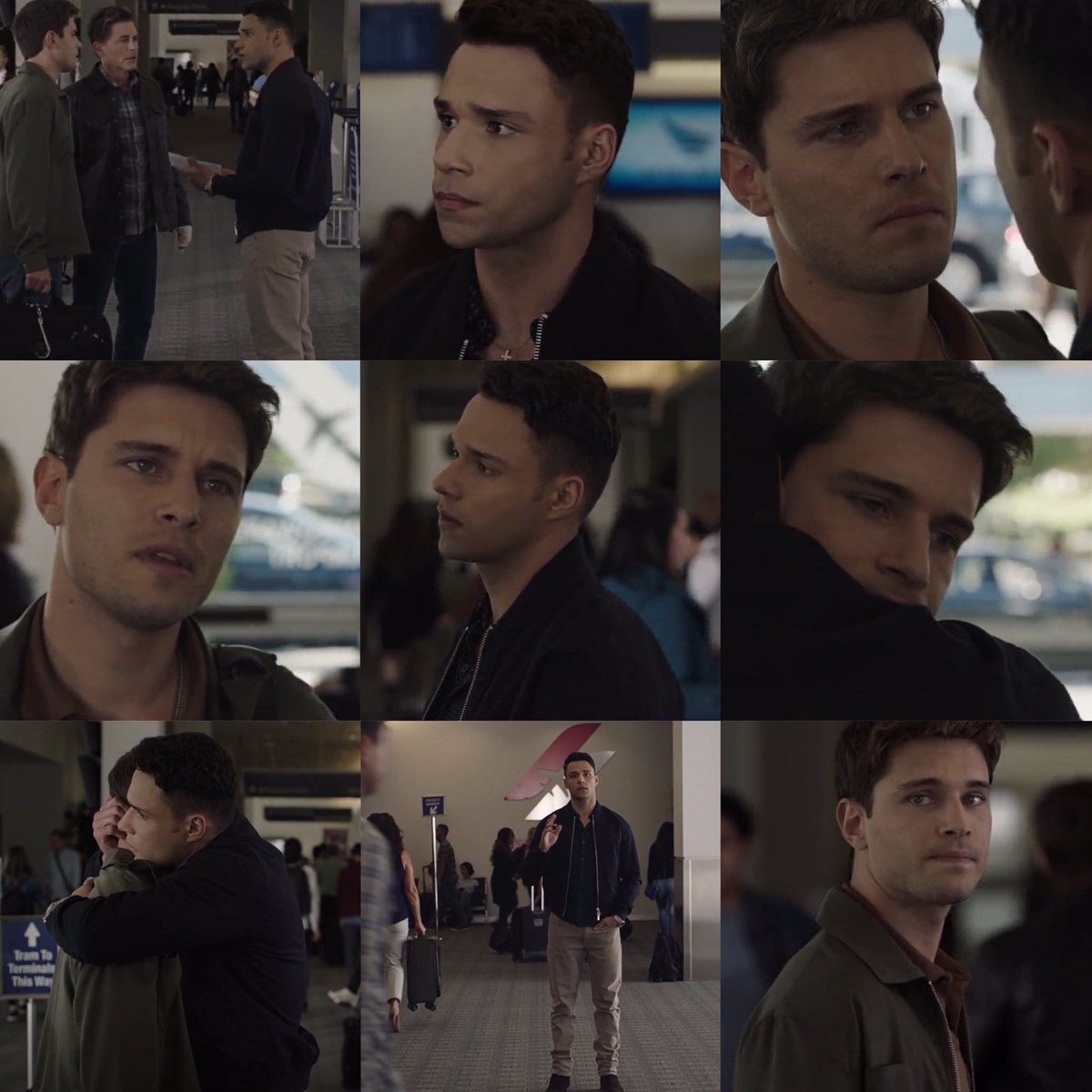 Carlos saving the day by giving up has plane ticket 🥺. T.K. wanting Carlos to go with them 🥺. Carlos wishing he could make everything ok 😭. The hug and Carlos kissing T.K. cheek 🥺. T.K. looking back at Carlos with tears in his eyes 🥺. Carlos little wave #Tarlos #911LoneStar