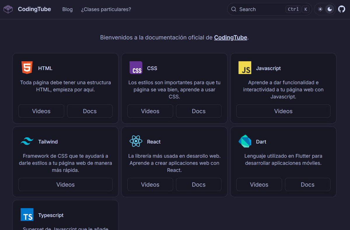 CodingTube's tweet image. Ahora puedes encontrar la documentación de los cursos de CodingTube aquí: codingtube.dev