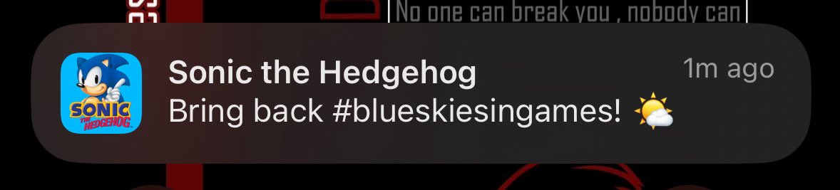 I just got this notification I’ve never seen before from the Sonic 1 app?