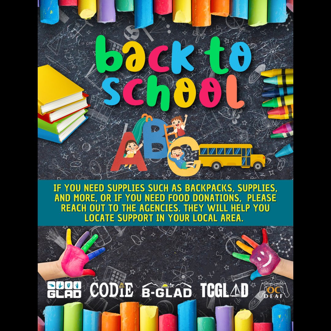 OCDEAF's tweet photo. 🎒📚 BACK TO SCHOOL SUPPORT 📚🎒Need help getting ready for the new school year? 🛍 If you need supplies such as backpacks, school supplies, and more, contact your local deaf agency. https://t.co/6jfmb0c3be https://t.co/3oryez4g6N