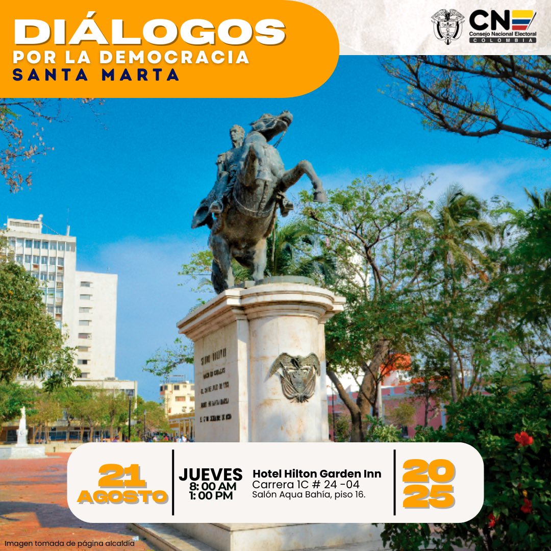 ¡Santa Marta nos recibe con el taller “Diálogos por la Democracia”!

Te invitamos a sumarte a este espacio de encuentro, reflexión y aprendizaje ciudadano.

📅 Fecha: 21 de agosto de 2025.
📍 Lugar: Hotel Hilton Garden Inn

✅ Inscríbete aquí: forms.office.com/r/pPsep4c2Xc