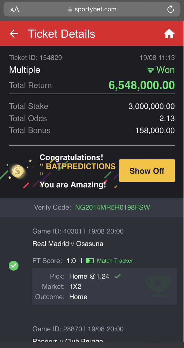 BatPredictions's tweet image. ANOTHER 2 ODDS FROM TODAY’S GAME WON 🥇 STICK HERE FOR MORE GAMES