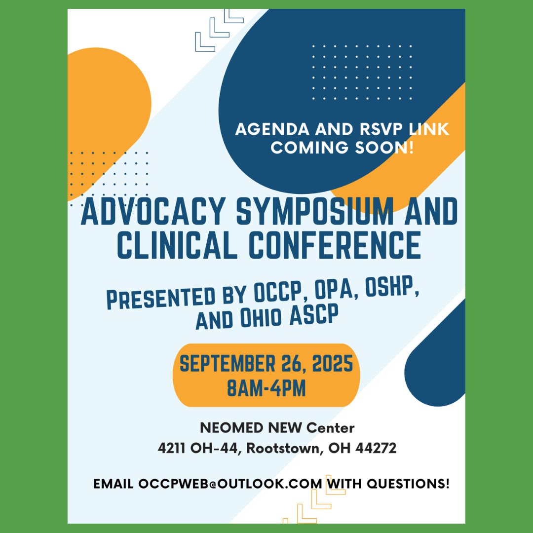 OhioSHP's tweet photo. OSHP will be co-hosting an Advocacy Symposium: Friday, September 26 from 8:00 AM to 4:00 PM @ NEOMED. Save the date for this exciting event! https://t.co/6Bn3TsIq6P