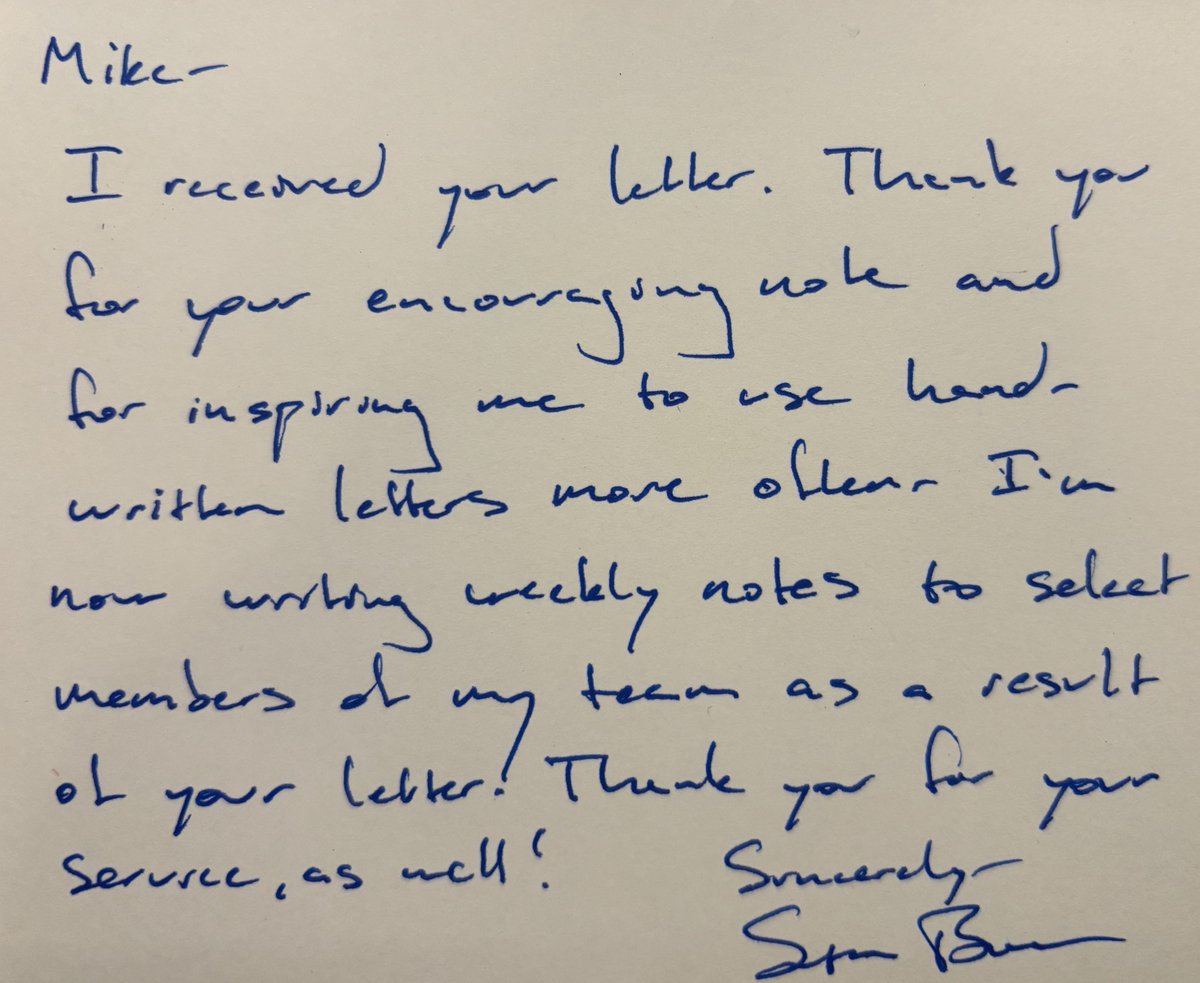 1610captain's tweet photo. Such an honor when one of your heroes answers your mail and says he's inspired to #handwrite more #letters. Please read the book that @sambrownusa wrote with his loving wife Captain Amy Brown. #armyfamily #leadershipexcellence @NCA_USMA @USArmy #sacrifice @WestPoint_USMA @SDState
https://t.co/iEcJWhN8QV