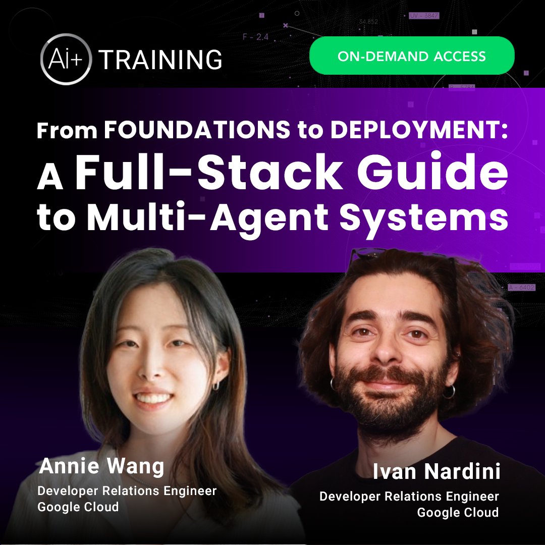 Ai+ Training (@aiplustraining) on Twitter photo From foundations to deployment — build multi-agent systems w/ <a href="/googlecloud/">Google Cloud</a> ’s ADK, A2A protocol & Vertex AI Agent Builder by <a href="/anniewangtech/">Qingyue(Annie) Wang</a> and <a href="/ivnardini/">Ivan Nardini</a>, Developer Relations Engineers at <a href="/googlecloud/">Google Cloud</a>.
3-part hands-on series → hubs.li/Q03DjBTw0 From foundations to deployment — build multi-agent systems w/ <a href="/googlecloud/">Google Cloud</a> ’s ADK, A2A protocol & Vertex AI Agent Builder by <a href="/anniewangtech/">Qingyue(Annie) Wang</a> and <a href="/ivnardini/">Ivan Nardini</a>, Developer Relations Engineers at <a href="/googlecloud/">Google Cloud</a>.
3-part hands-on series → hubs.li/Q03DjBTw0