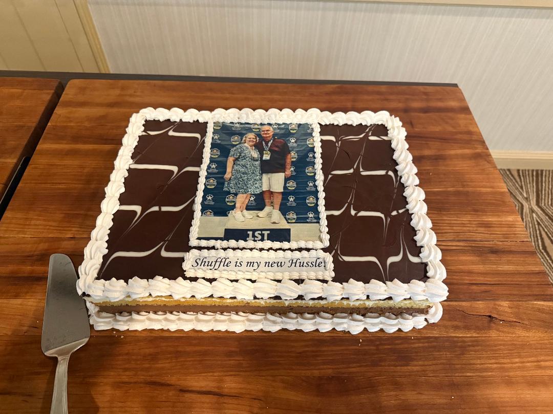 Lunchtime shenningans....As this is Debbie Meise's last IFTA Annual Business Meeting after 29 years, cake was wheeled in for Everyone!   Trading Boardrooms for Shuffleboards...Shuffle is her new Hustle!
