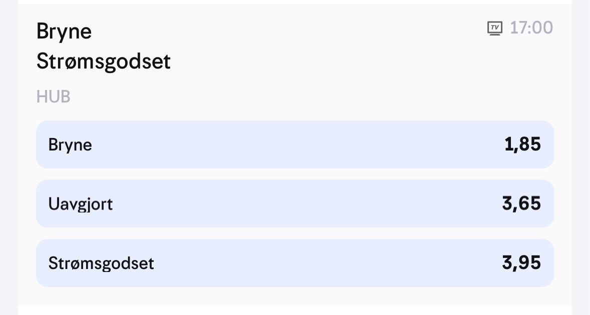 Hvem skulle tro at Strømsgodset skulle ha nesten 4 i odds på seier mot Bryne i 2025. Fotball forandrer seg fort 🙃