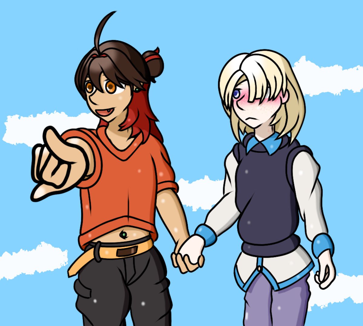 el_dodu4's tweet photo. Recently I’ve been super slow to drawing but I wanted to draw something for my Genshin OTP week so… here’s my Lionfish Week 2025 Day 3: Modern contribution !

I just dressed Gaming and Freminet as my OCs…

Enjoy !

#lionfishweek #lionfishweek2025 https://t.co/u5cFHNwOMn