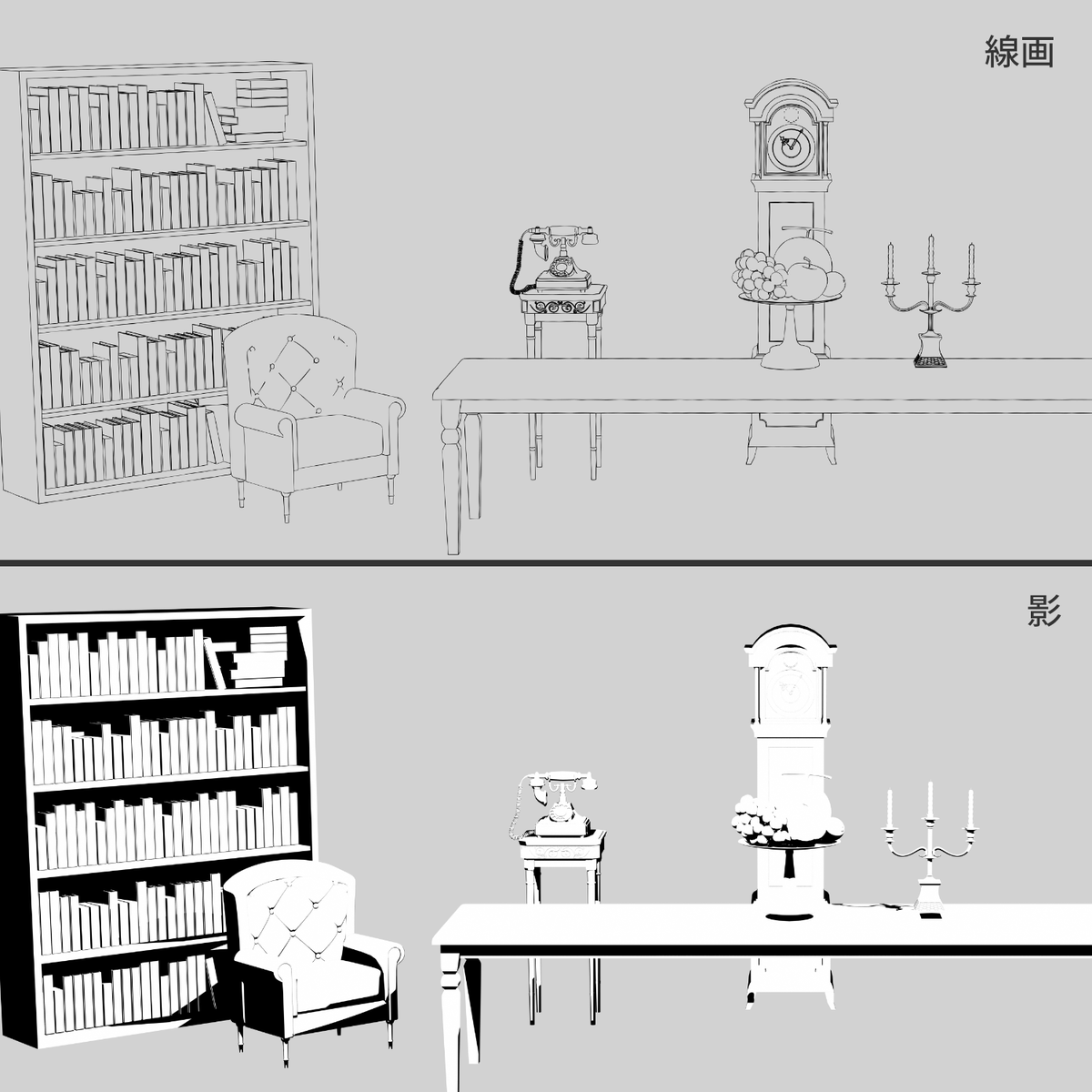Viii8_trpg's tweet photo. 今回のペン画素材集①リニューアルにあたってBlenderを利用してみました❣Freestyleという線画を抽出する機能を使っています。その制作過程をnoteに書きました↓
線画と影の抽出(Blender)→加筆(クリスタ)です。

Blenderとクリスタでペン画を描く https://t.co/LiTyiq0AFh https://t.co/W4o14TPHaE