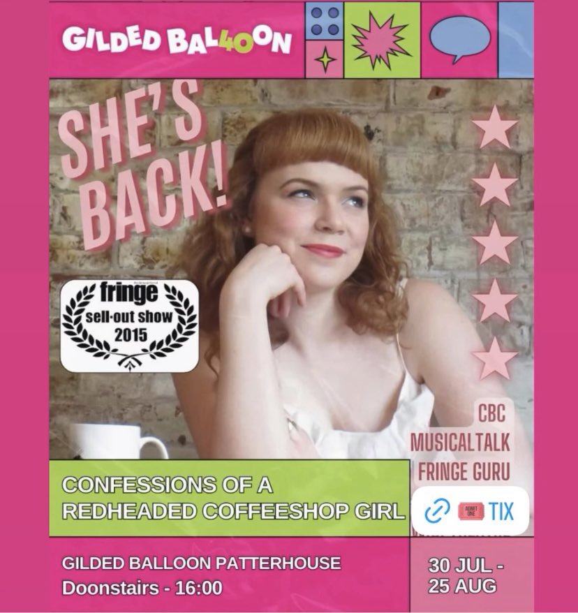 WriterWil's tweet image. @rebeccaperry21 in "Confessions of a Redheaded Coffeeshop Girl" (Doonstairs at Gilded Balloon Patter House) - a tour de force of character-based storytelling with warmth and charm, and some strong singing (classic and modern tunes).  Uplifting and full of beans.  #edfringe
