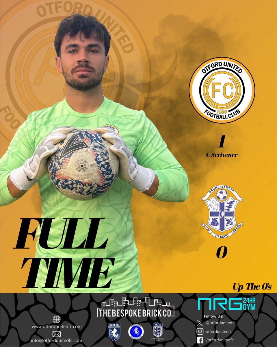 𝐅𝐮𝐥𝐥 𝐓𝐢𝐦𝐞 ‼️

A midweek game sees us take 3 points against Bromleians FC. 

Huge effort from all the lads tonight. 👏🏻 

Goals- C Scrivener

Up the O’s 🧡🖤