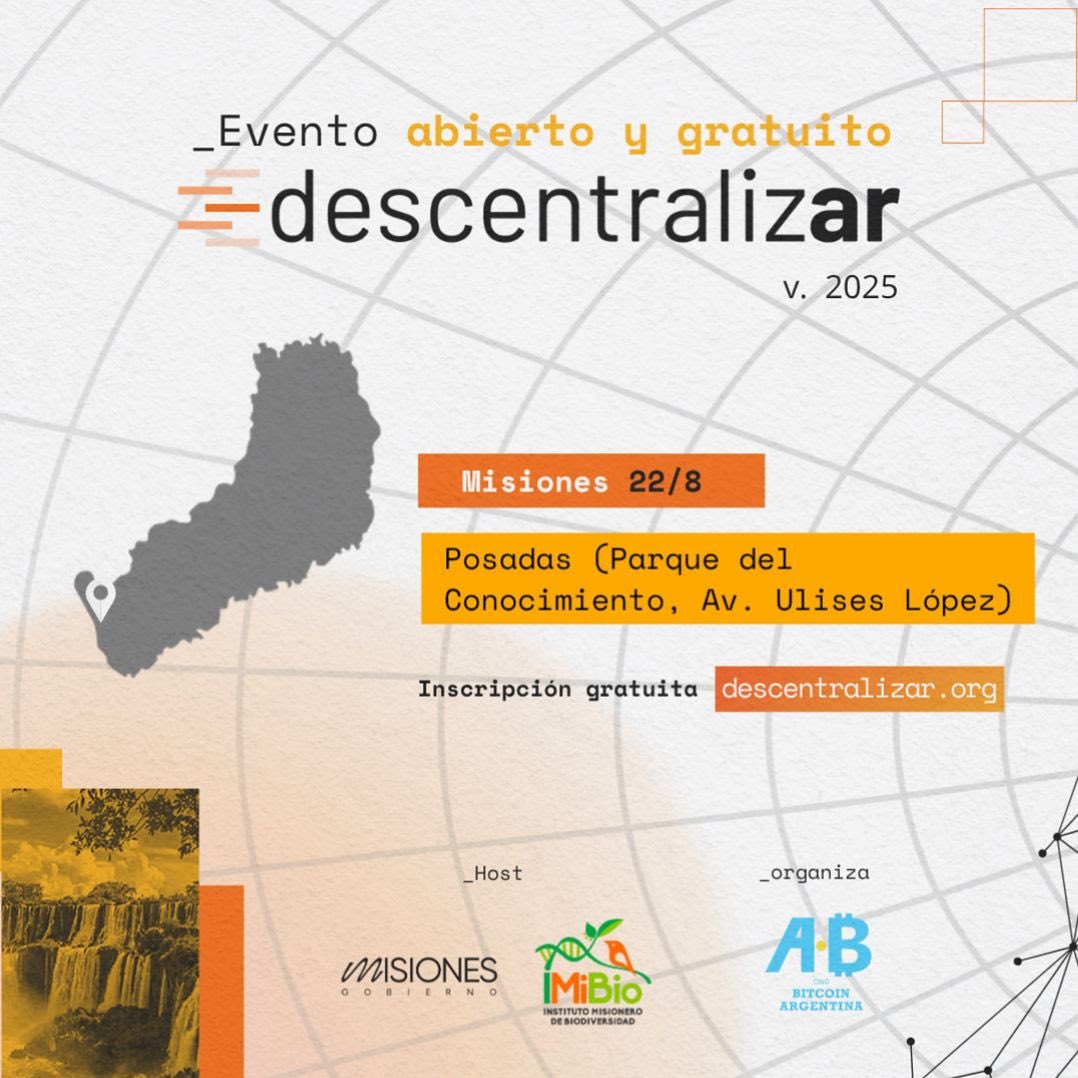 kamiPay (@kamipay_io) on Twitter photo Misiones, vamos con todo 🚀🟠🚀🟠 kamiPay dice presente en #DescentralizAR Posadas → 22/8
Aprendizaje sobre Bitcoin, federal y gratuito. Organizado por <a href="/BitcoinAR/">ONG Bitcoin Argentina</a>
Inscribite ahora👇🏽descentralizar.org Misiones, vamos con todo 🚀🟠🚀🟠 kamiPay dice presente en #DescentralizAR Posadas → 22/8
Aprendizaje sobre Bitcoin, federal y gratuito. Organizado por <a href="/BitcoinAR/">ONG Bitcoin Argentina</a>
Inscribite ahora👇🏽descentralizar.org