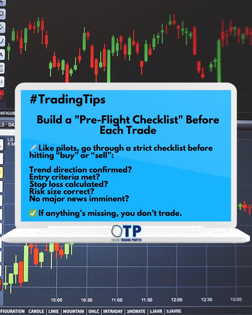 OTradingProfits's tweet photo. ✈️ SUCCESSFUL TRADERS THINK LIKE PILOTS. 📊

Before a pilot takes off, they run through a pre-flight checklist.
Smart traders do the same before pressing buy or sell. 🚀

#TradingTips #SmartTrader #ForexDiscipline #TradingMindset #ActionsToWealth https://t.co/Bur4Fc4ANi
