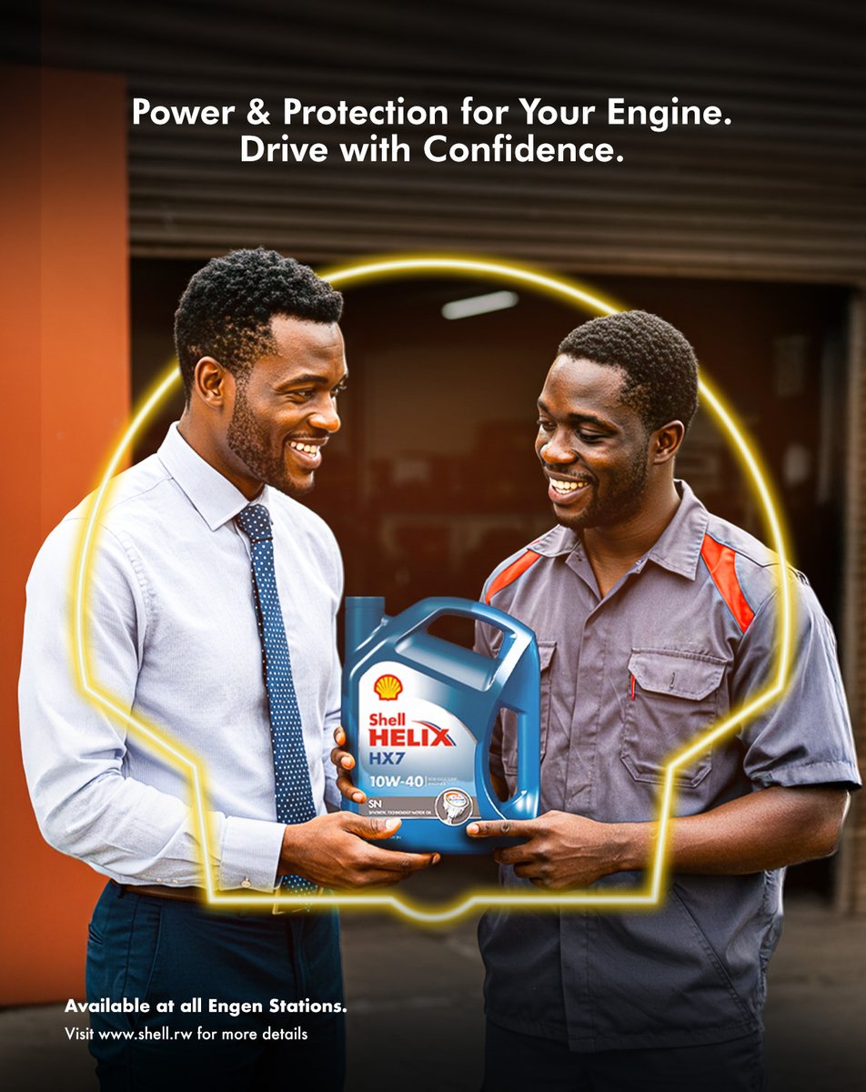 Shell_Rwanda's tweet photo. Give your engine the power and protection it needs with #ShellHelix HX7 10W-40. Drive with confidence, every mile. Available at all ENGEN Stations in Rwanda.

Visit https://t.co/QR5ANFJcAG for more details. https://t.co/VoyNn9d8Ky