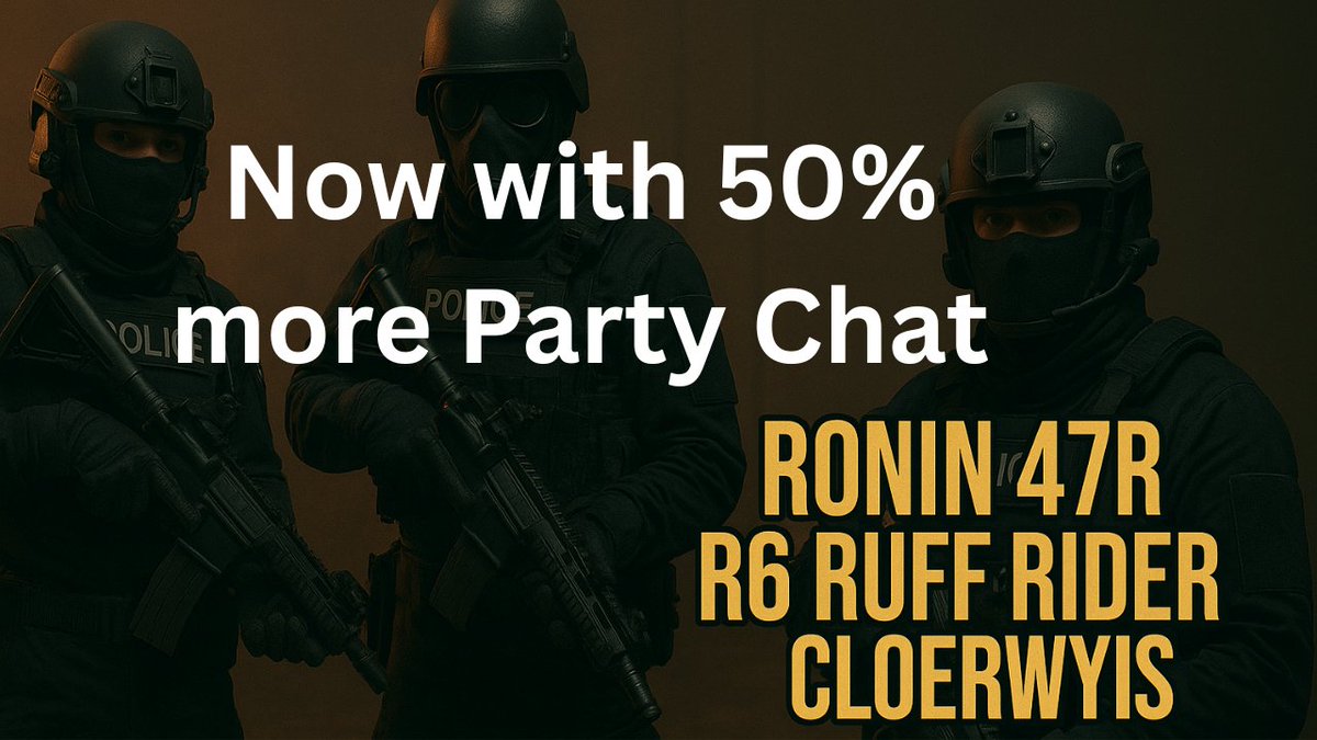 RONIN_47R's tweet photo. Locked and loaded. In this video, our squad of RONIN 47R, R6 Ruff Rider, and cloerwyis teams up in Ready or Not with Party Chat enabled for full tactical immersion.  https://t.co/sYAmyHwTsT https://t.co/nCsS4fder8