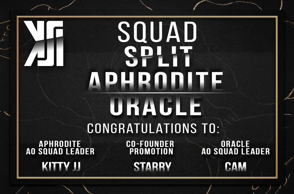 KSIGlobal's tweet photo. Squad split TRIFECTA! Big congrats to Aphrodite members Kitty JJ and Cam for Squad Leader roles, and Starry on being promoted as Co-Founder! 🎉 Your growth powers our team. 💪 #SquadSplit https://t.co/6BxjCi8rps
